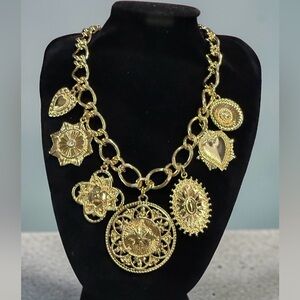 Gold-tone Medallion Charm Necklace for Women